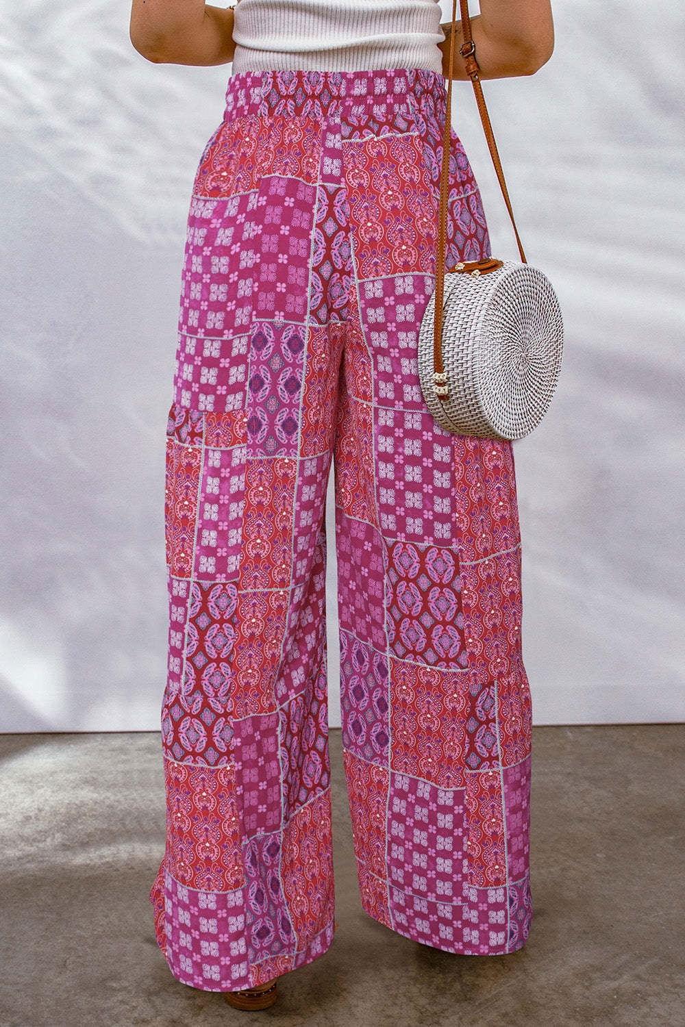 Full Size Drawstring Printed Wide Leg Pants - Clothes For Her Online Store