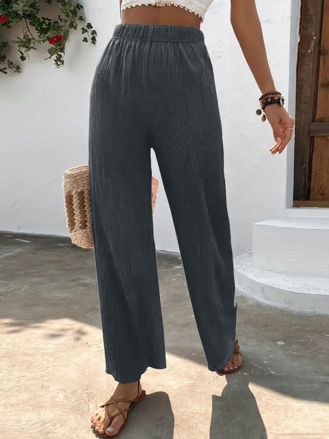Full Size High Waist Wide Leg Pants - Clothes For Her Online Store