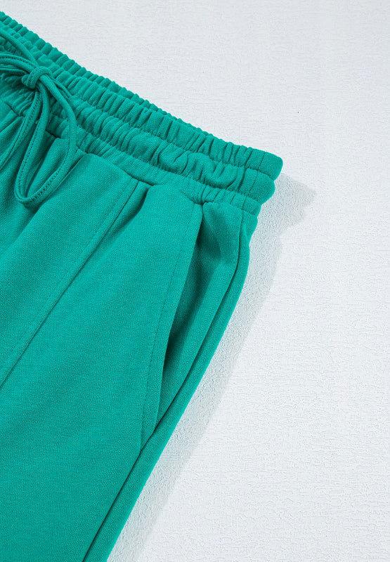 Full Size Round Neck Long Sleeve Top and Drawstring Pants Set - Clothes For Her Online Store