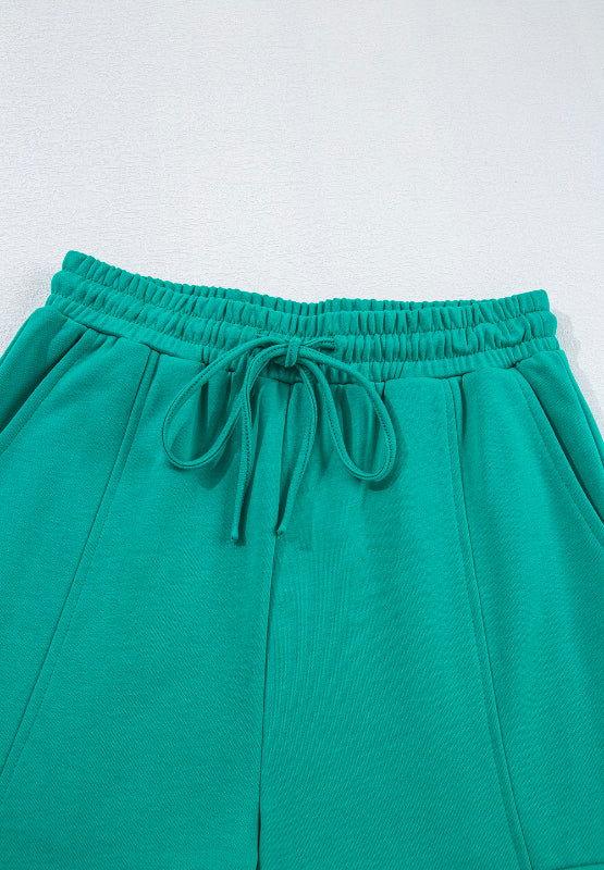 Full Size Round Neck Long Sleeve Top and Drawstring Pants Set - Clothes For Her Online Store