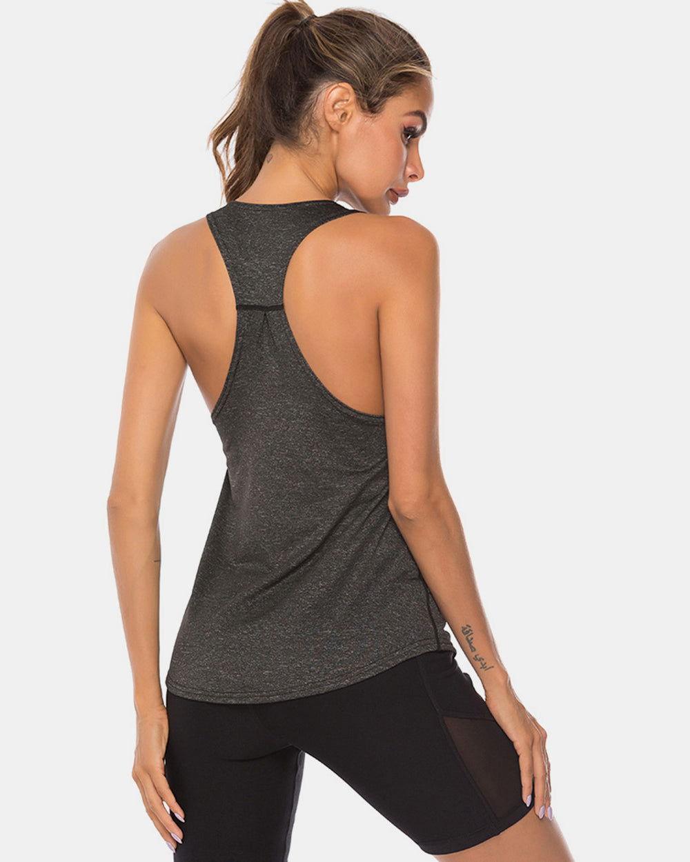 Full Size Scoop Neck Wide Strap Active Tank - Clothes For Her Online Store