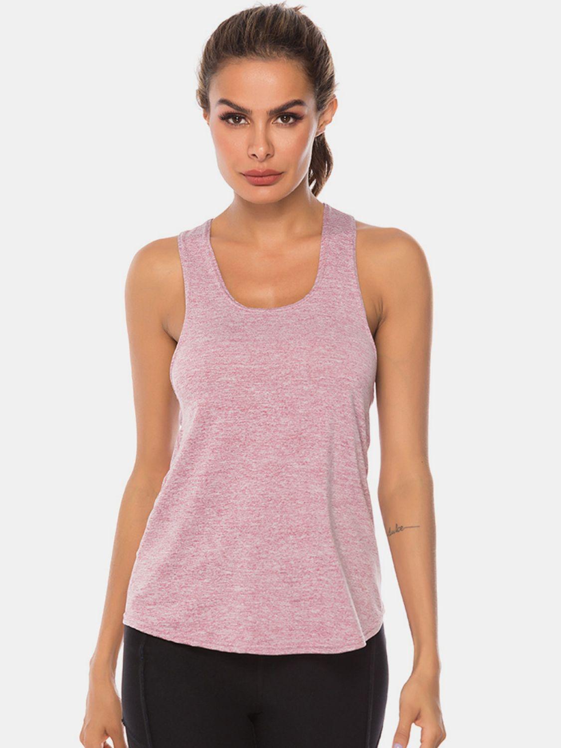 Full Size Scoop Neck Wide Strap Active Tank - Clothes For Her Online Store