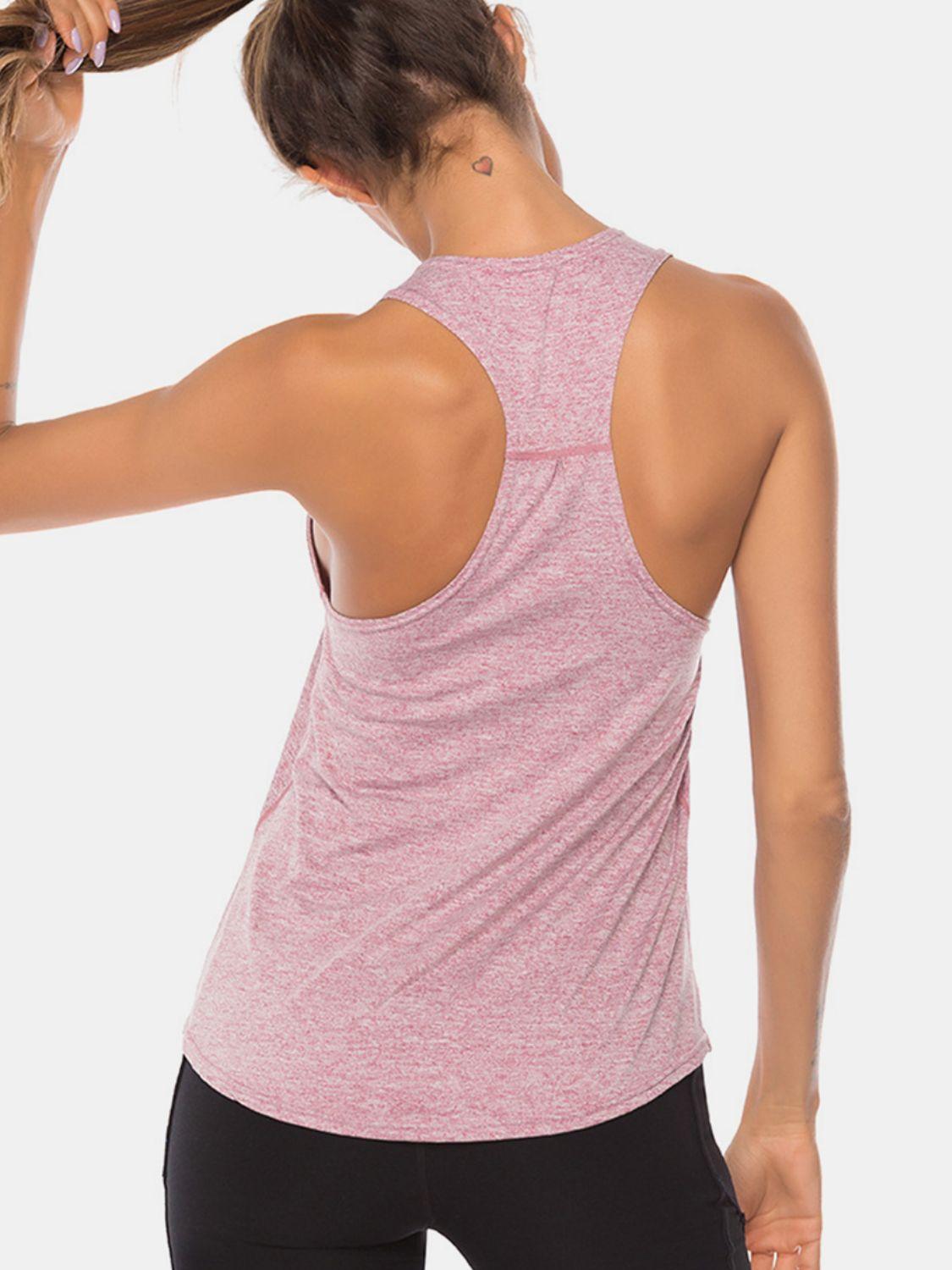 Full Size Scoop Neck Wide Strap Active Tank - Clothes For Her Online Store
