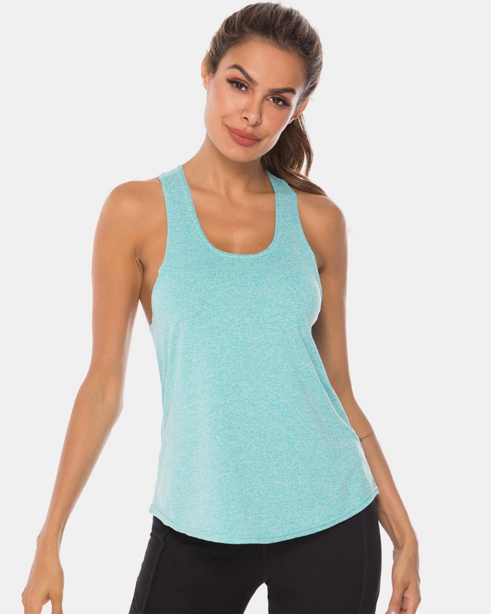 Full Size Scoop Neck Wide Strap Active Tank - Clothes For Her Online Store