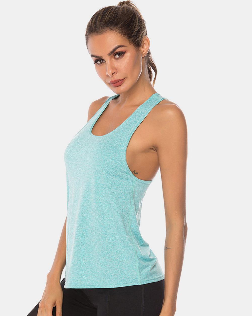 Full Size Scoop Neck Wide Strap Active Tank - Clothes For Her Online Store