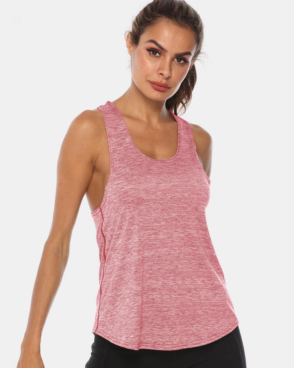 Full Size Scoop Neck Wide Strap Active Tank - Clothes For Her Online Store