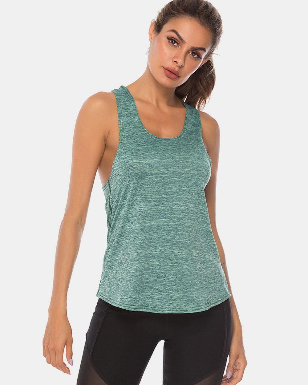 Full Size Scoop Neck Wide Strap Active Tank - Clothes For Her Online Store