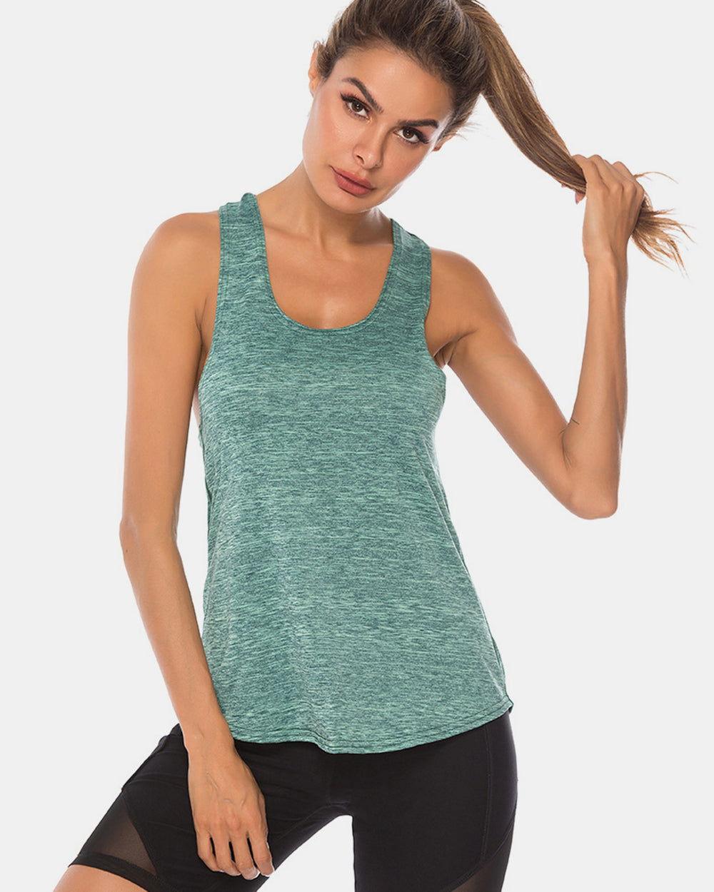 Full Size Scoop Neck Wide Strap Active Tank - Clothes For Her Online Store