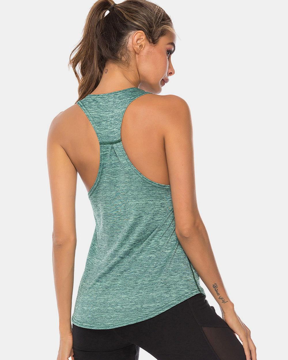 Full Size Scoop Neck Wide Strap Active Tank - Clothes For Her Online Store