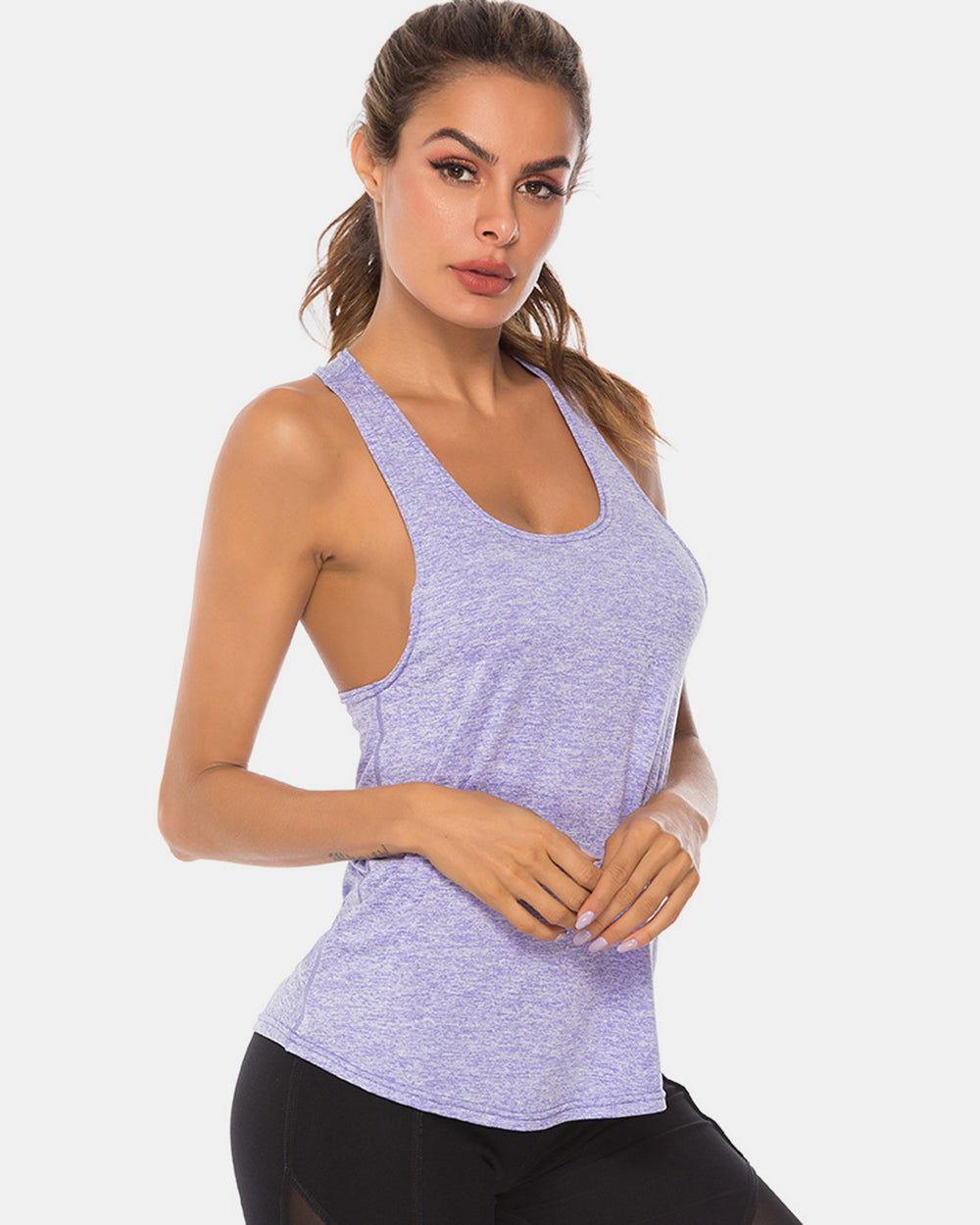 Full Size Scoop Neck Wide Strap Active Tank - Clothes For Her Online Store