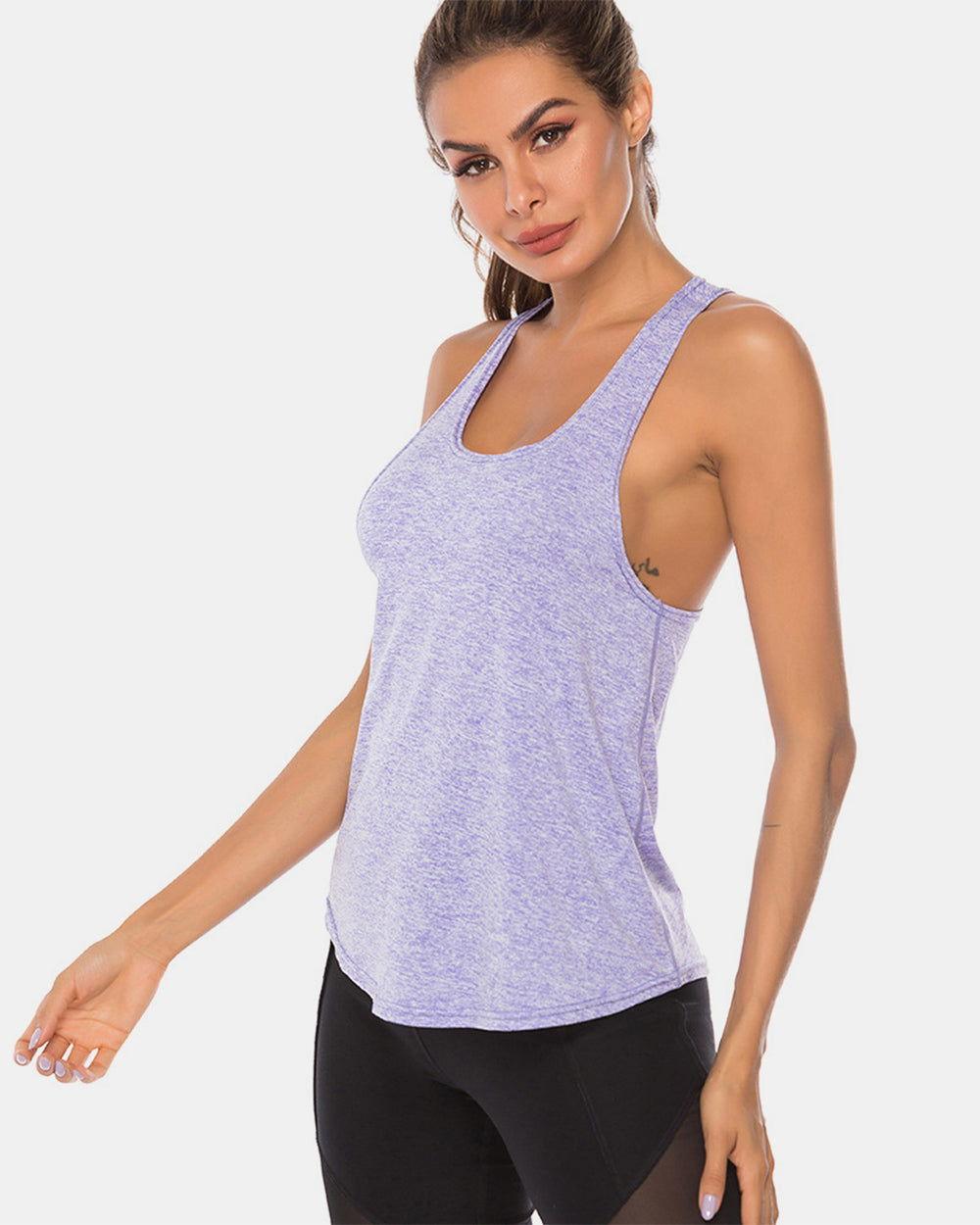 Full Size Scoop Neck Wide Strap Active Tank - Clothes For Her Online Store