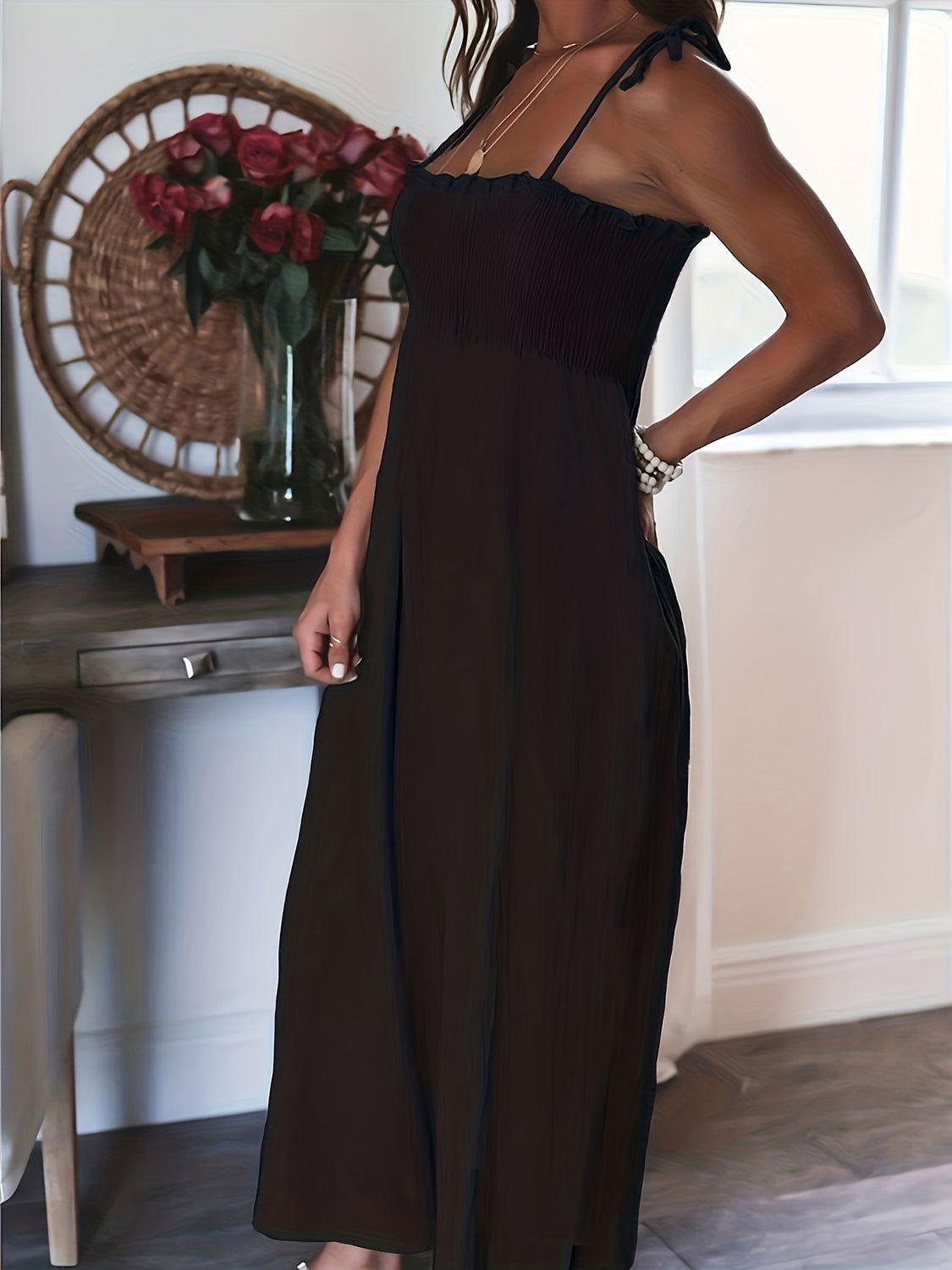 Full Size Smocked Spaghetti Strap Wide Leg Jumpsuit - Clothes For Her Online Store