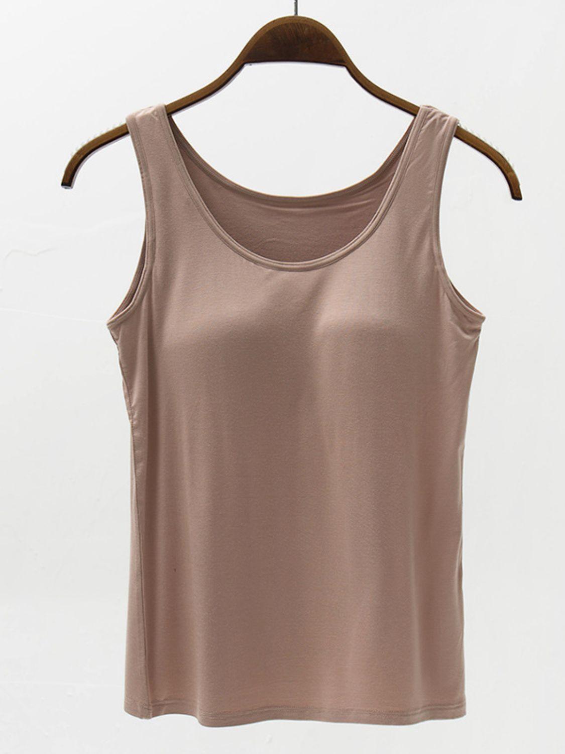 Full Size Wide Strap Modal Tank with Bra - Clothes For Her Online Store