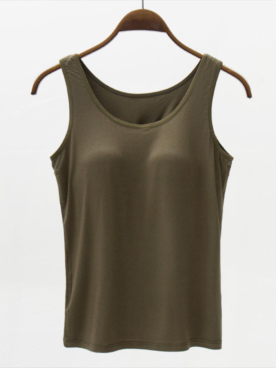 Full Size Wide Strap Modal Tank with Bra - Clothes For Her Online Store