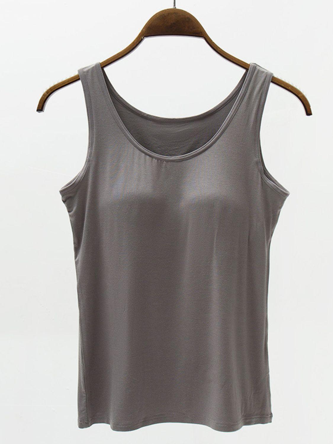 Full Size Wide Strap Modal Tank with Bra - Clothes For Her Online Store
