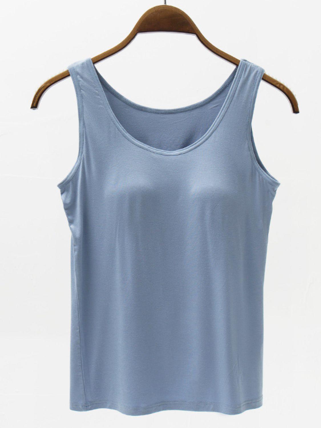 Full Size Wide Strap Modal Tank with Bra - Clothes For Her Online Store