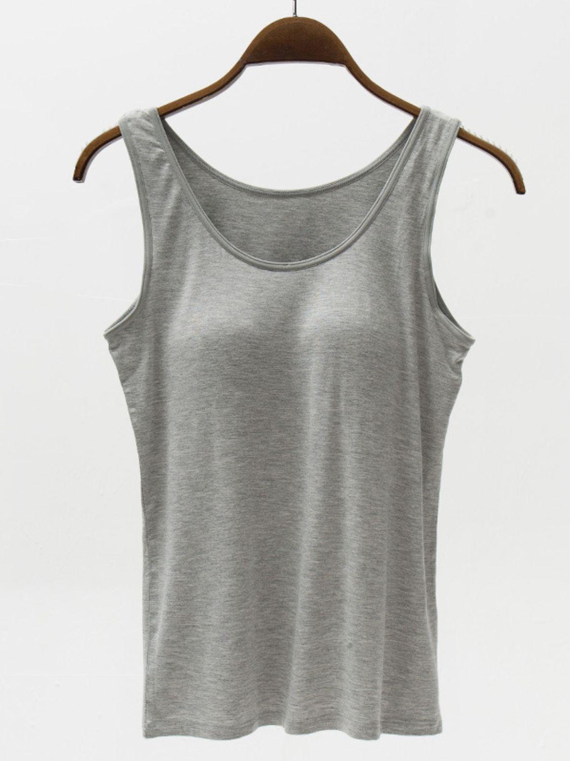 Full Size Wide Strap Modal Tank with Bra - Clothes For Her Online Store