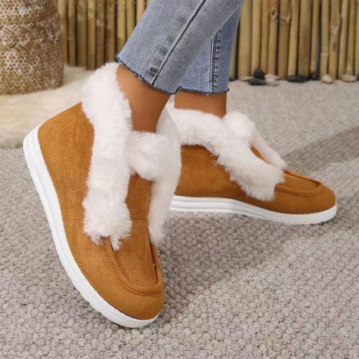 Furry Suede Snow Boots - Clothes For Her Online Store