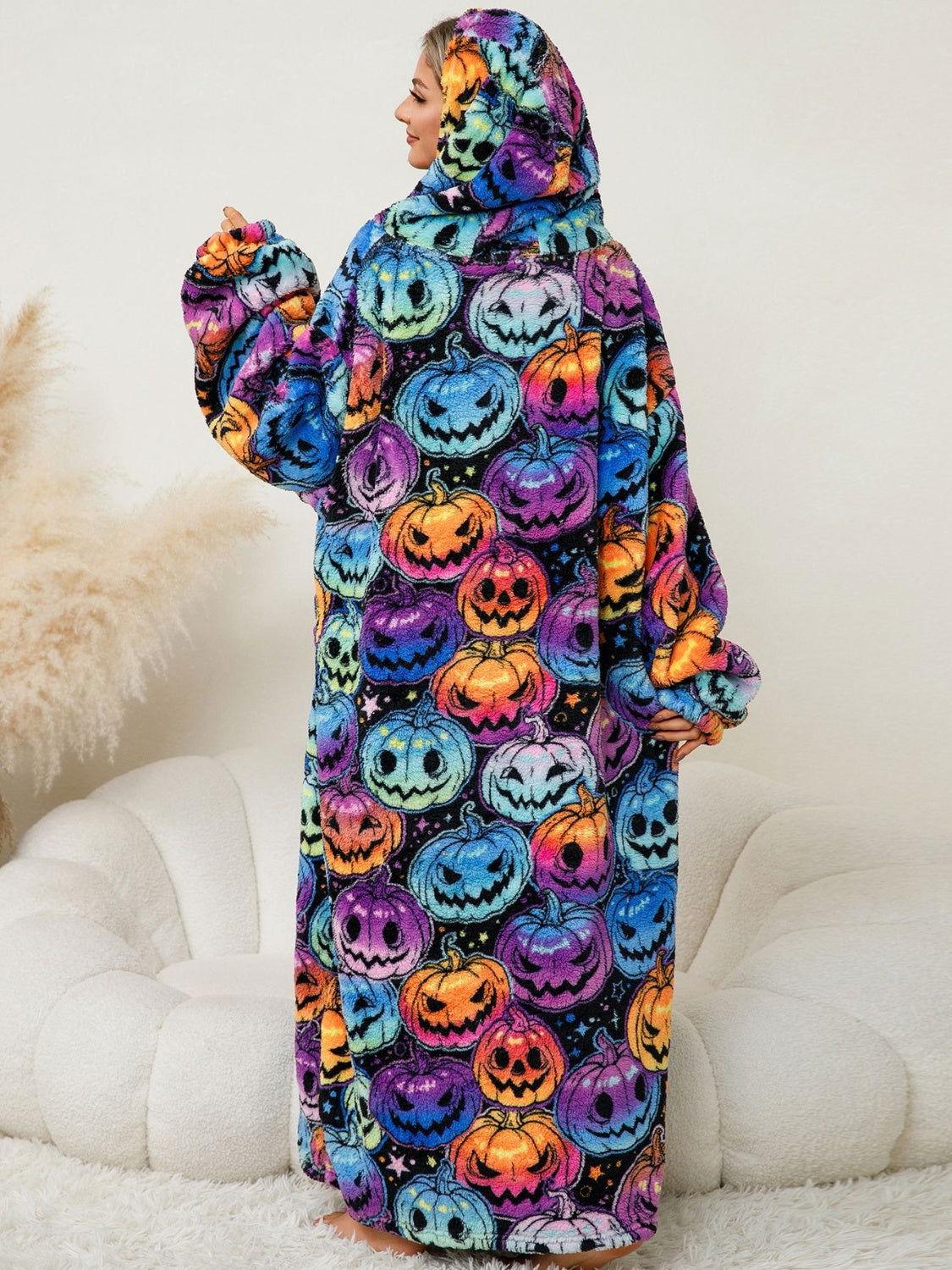 Fuzzy Pocketed Long Sleeve Hooded Lounge Dress - Clothes For Her Online Store