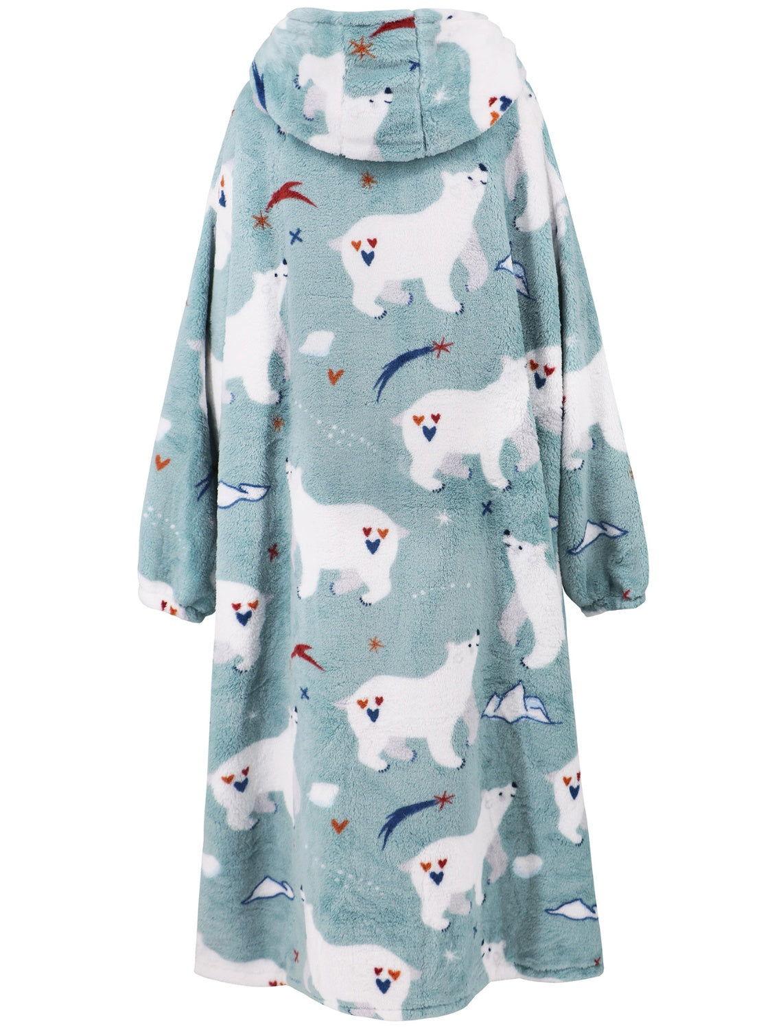 Fuzzy Pocketed Long Sleeve Hooded Lounge Dress - Clothes For Her Online Store