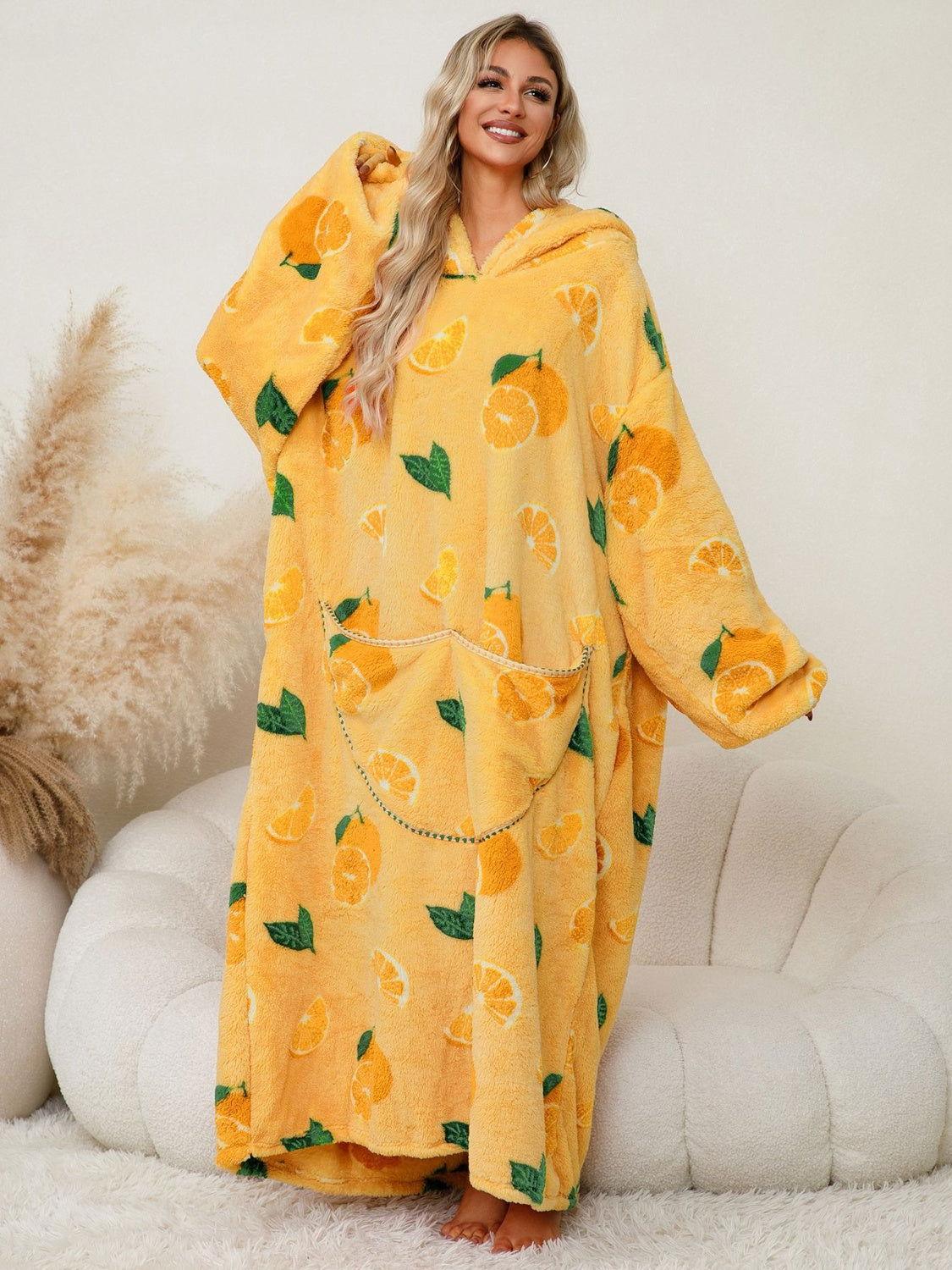 Fuzzy Pocketed Long Sleeve Hooded Lounge Dress - Clothes For Her Online Store