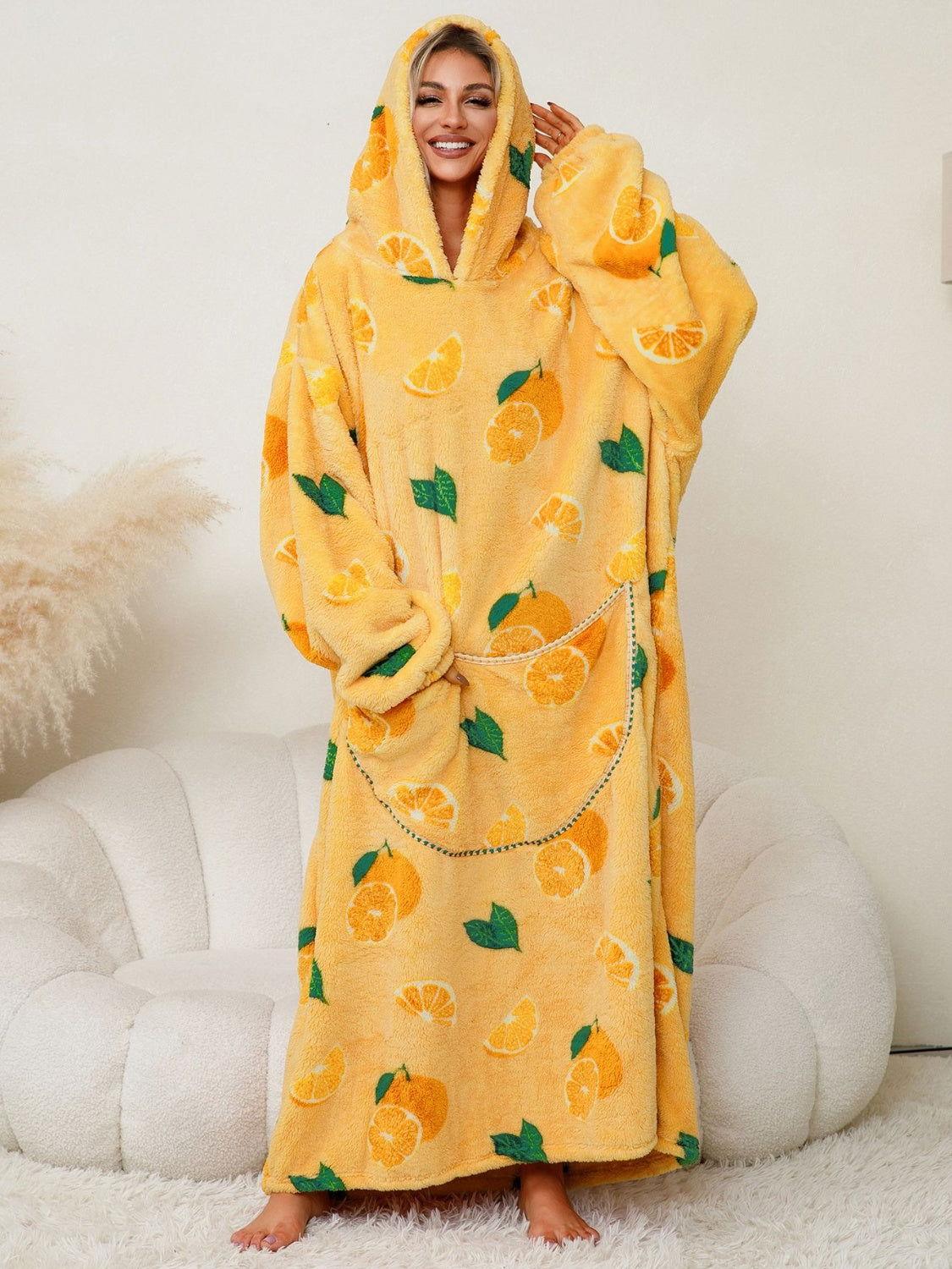 Fuzzy Pocketed Long Sleeve Hooded Lounge Dress - Clothes For Her Online Store