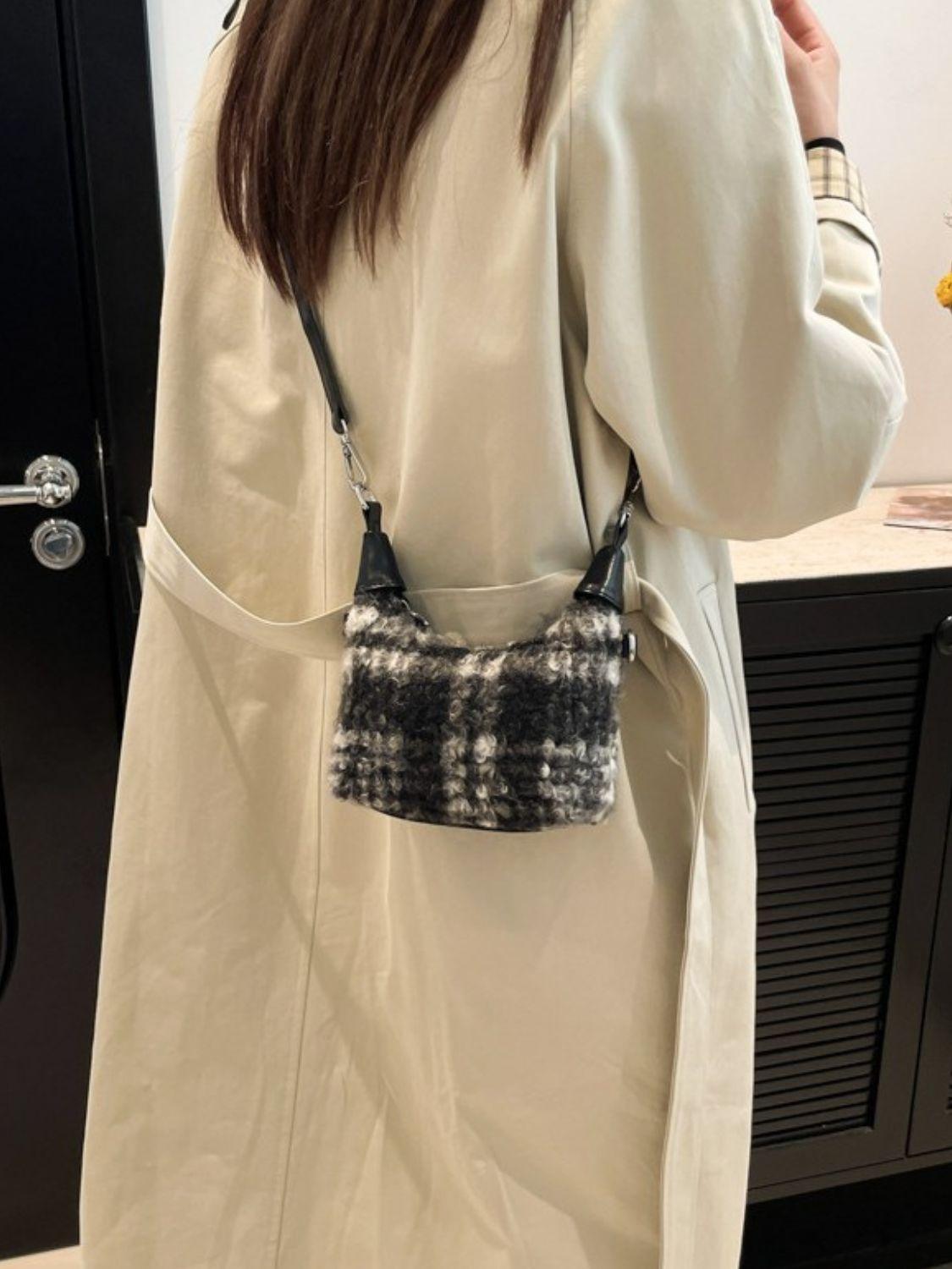 Fuzzy Polyester Mini Handbag with Zipper - Clothes For Her Online Store