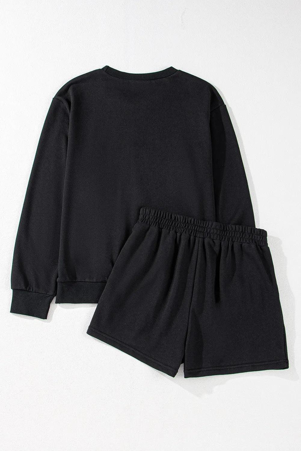 GAME DAY Football Round Neck Long Sleeve Top and Shorts Set - Clothes For Her Online Store