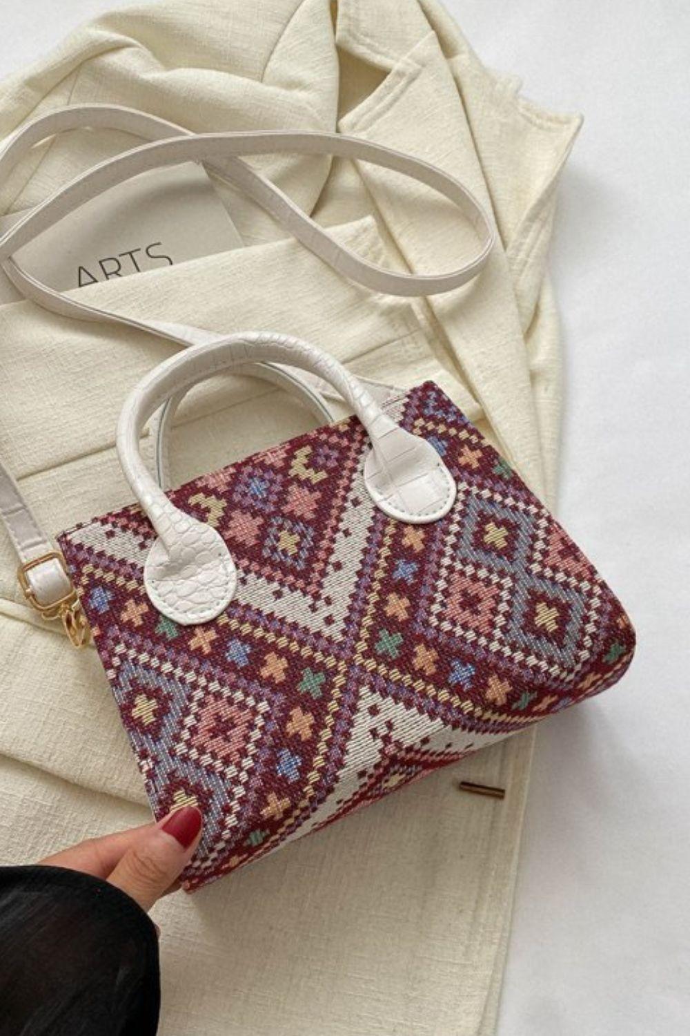 Geometric PU Leather Strap Handbag - Clothes For Her Online Store