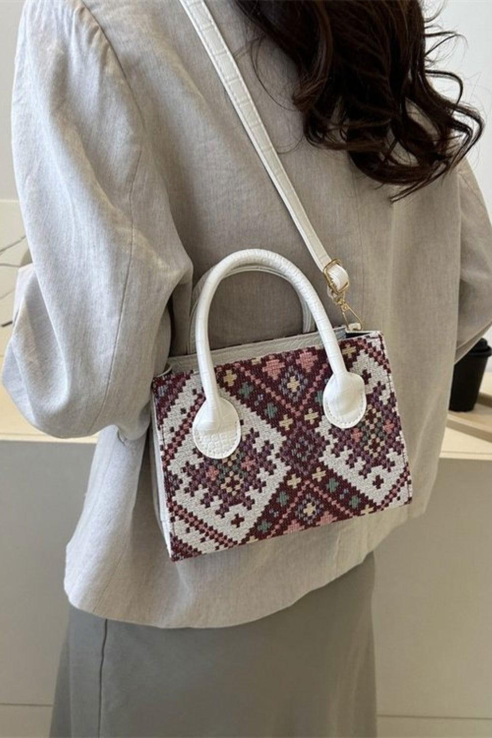 Geometric PU Leather Strap Handbag - Clothes For Her Online Store