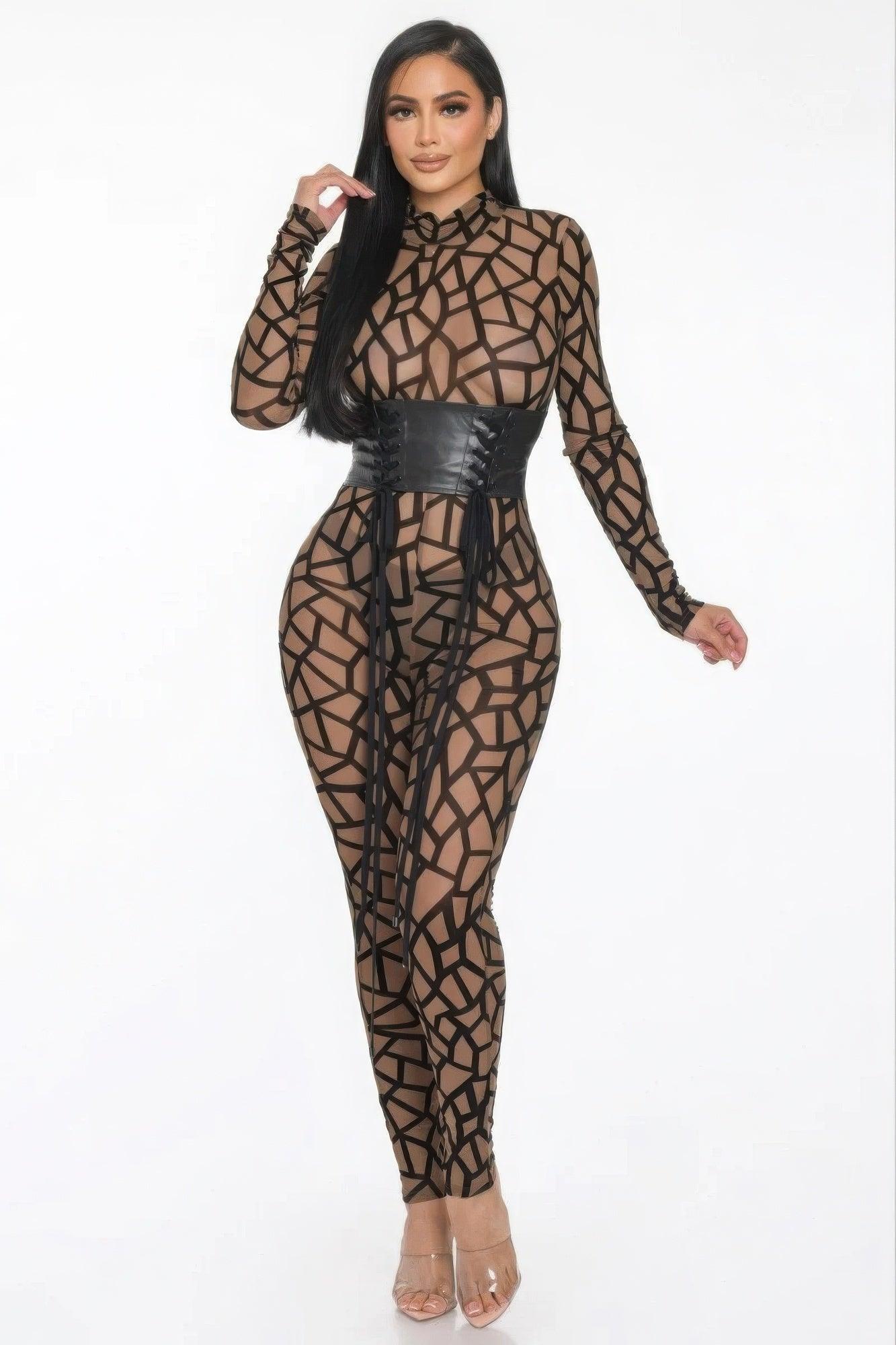 Geometric Printed Jersey Jumpsuit - Clothes For Her Online Store