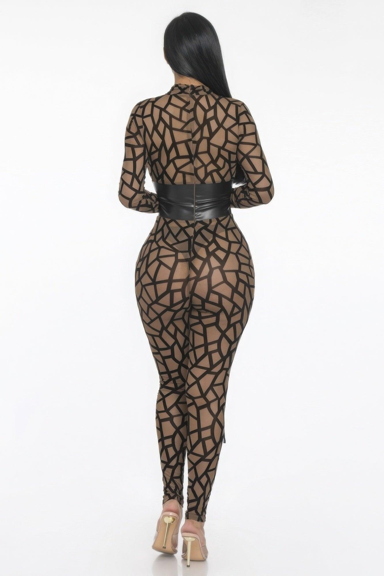 Geometric Printed Jersey Jumpsuit - Clothes For Her Online Store