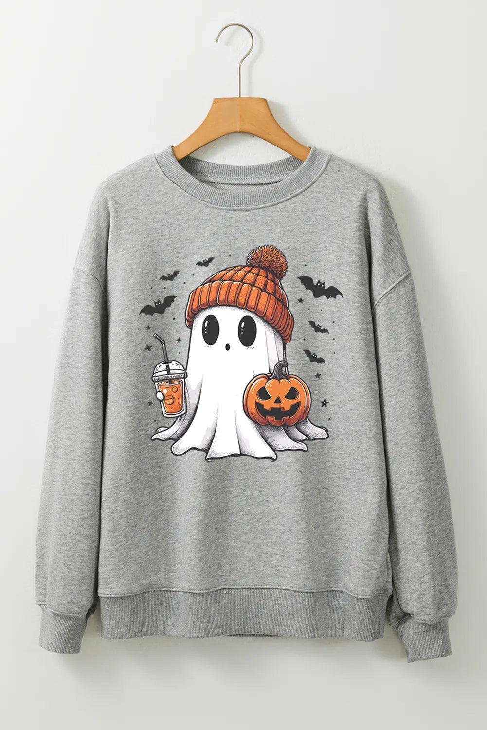 Ghost Round Neck Long Sleeve Sweatshirt - Clothes For Her Online Store