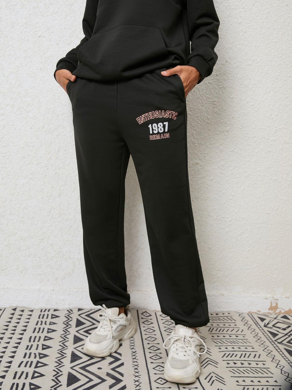 Graphic Hoodie and Sweatpants Set - Clothes For Her Online Store
