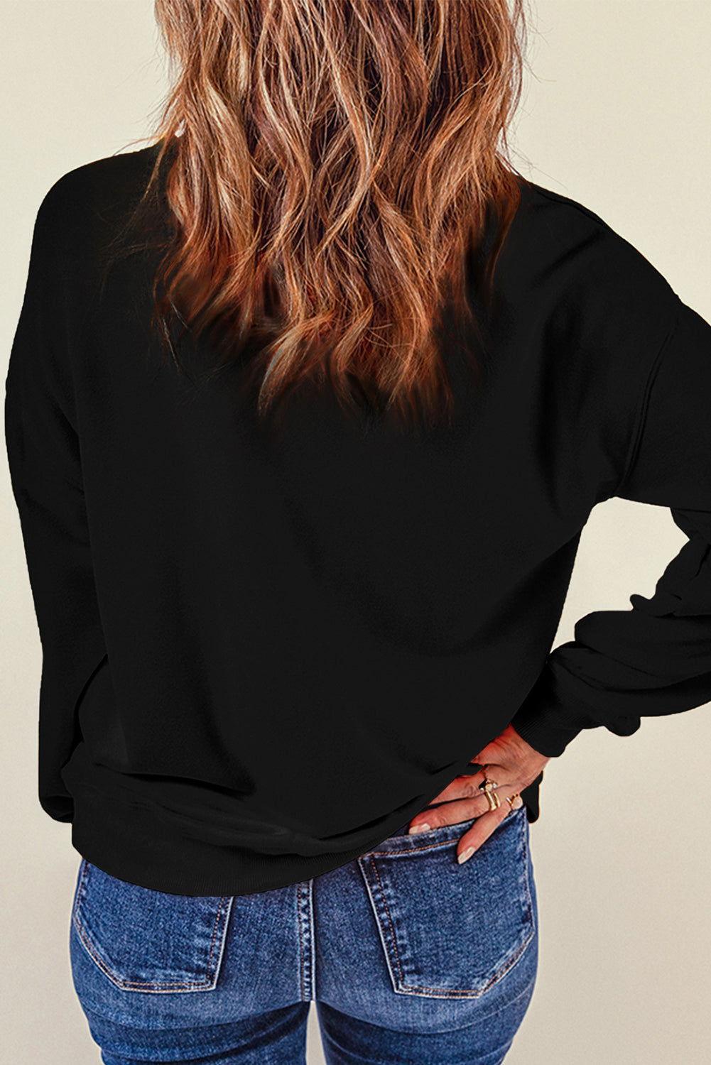 Graphic Round Neck Long Sleeve Sweatshirt - Clothes For Her Online Store