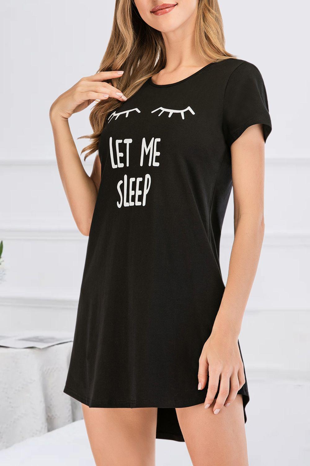 Graphic Round Neck Short Sleeve Lounge Dress - Clothes For Her Online Store