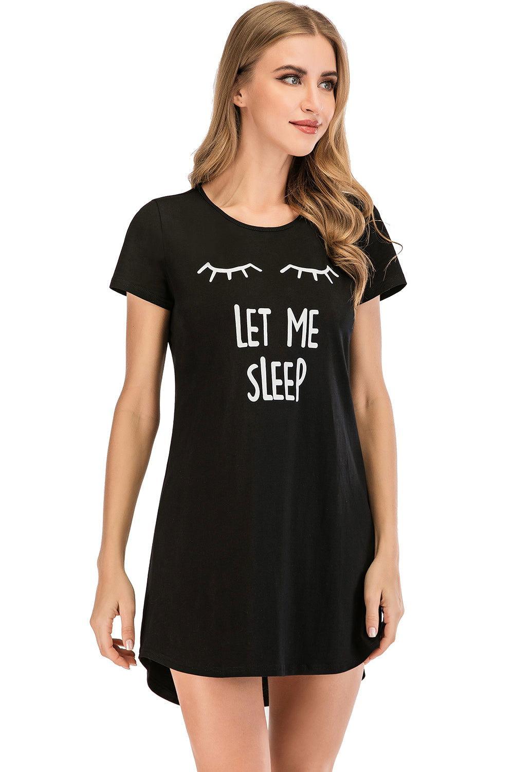 Graphic Round Neck Short Sleeve Lounge Dress - Clothes For Her Online Store