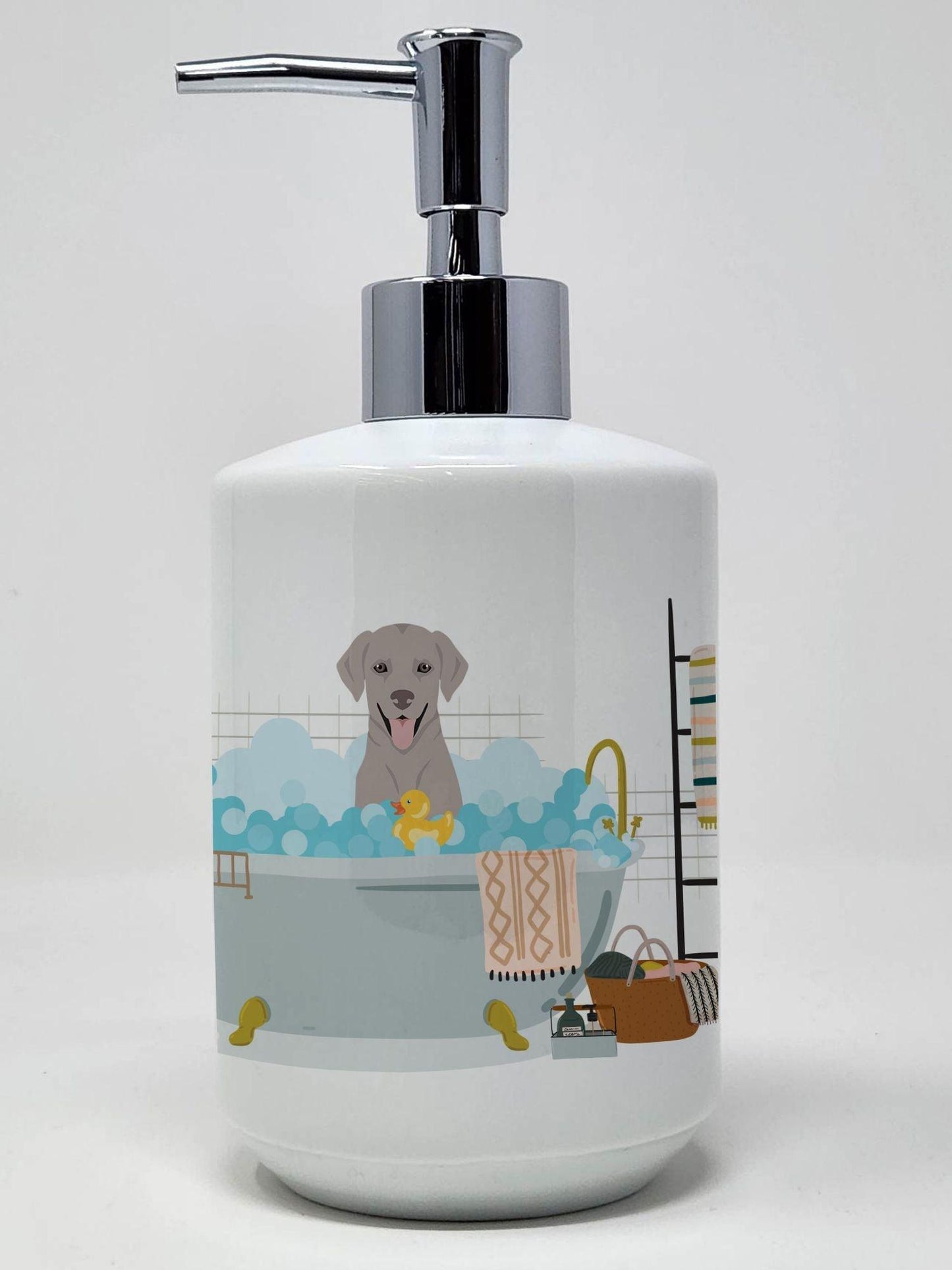 Gray Labrador Retriever Ceramic Soap Dispenser Hand Soap Dispenser Pump Bottles for Bathroom Kitchen, Empty Refillable Liquid Soap Container - Clothes For Her Online Store