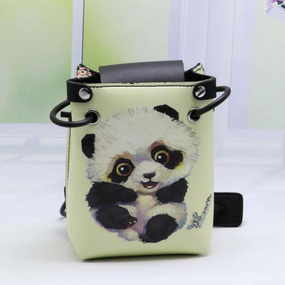 Green Hand Painted Panda Crossbody Bag Retro PU Leather Handbag Shoulder Bag Mini Cell Phone Bag - Clothes For Her Online Store
