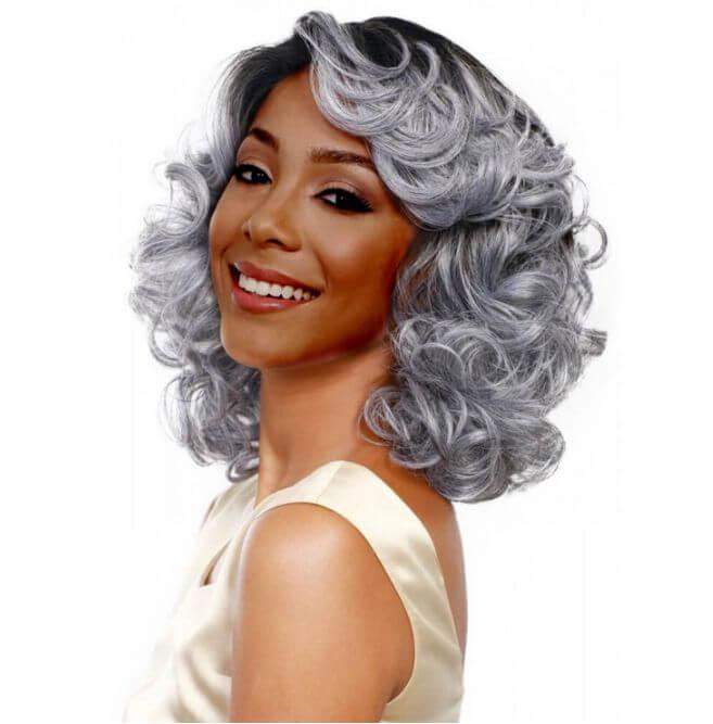 Grey Curly Wigs for Women Soft Afro Short Curly Wig with Bangs Heat Resistant Synthetic Fiber Hair Cosplay Wigs - Clothes For Her Online Store
