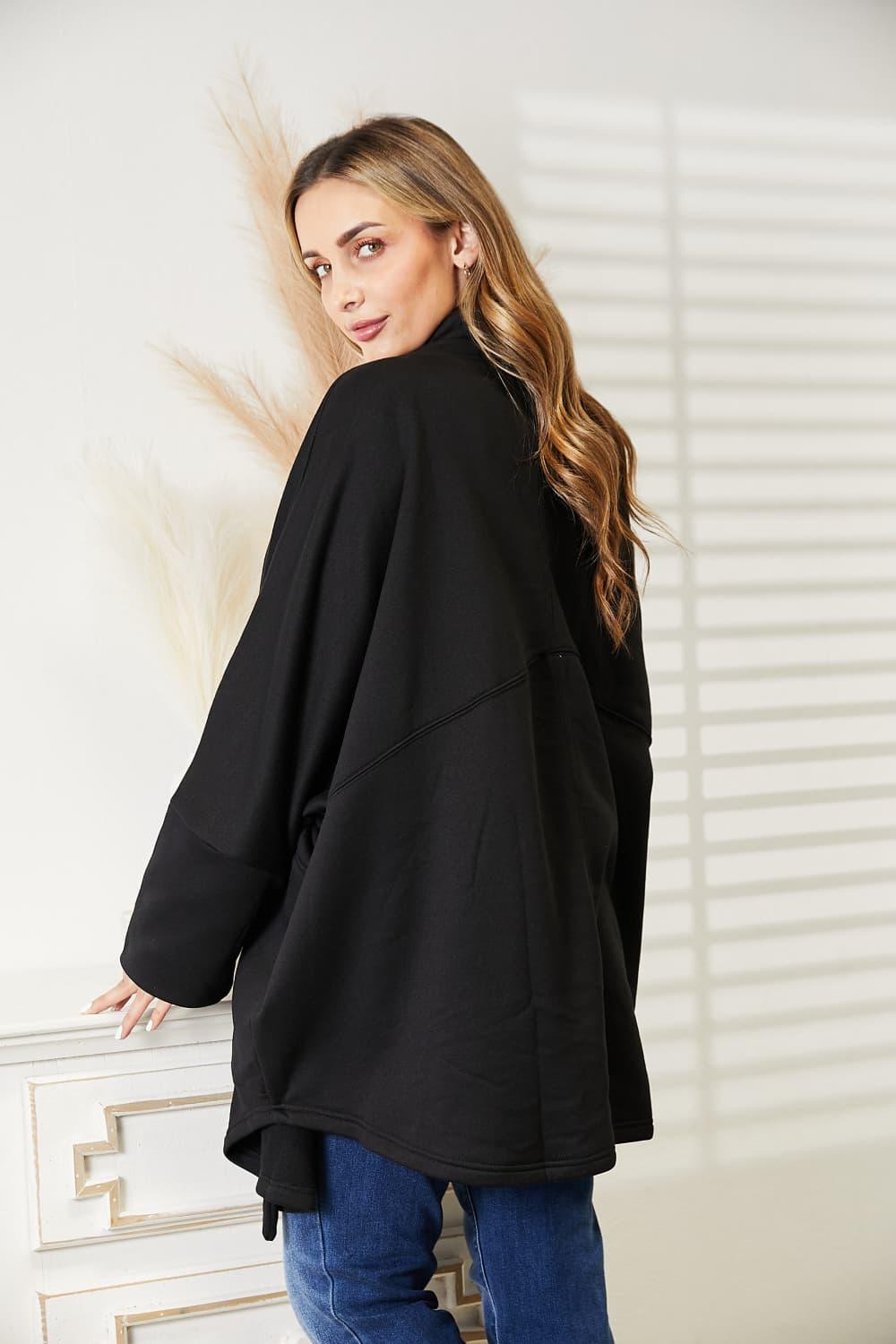 HEYSON Full Size Open Front Cardigan with Scarf Design - Clothes For Her Online Store