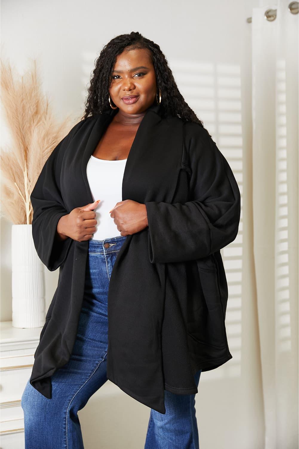 HEYSON Full Size Open Front Cardigan with Scarf Design - Clothes For Her Online Store