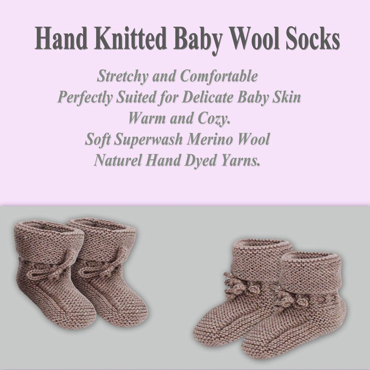 Hand Knitted Baby Wool Bootie Socks for Newborn and 0 to 12 Month Babies 1 Pair - Clothes For Her Online Store