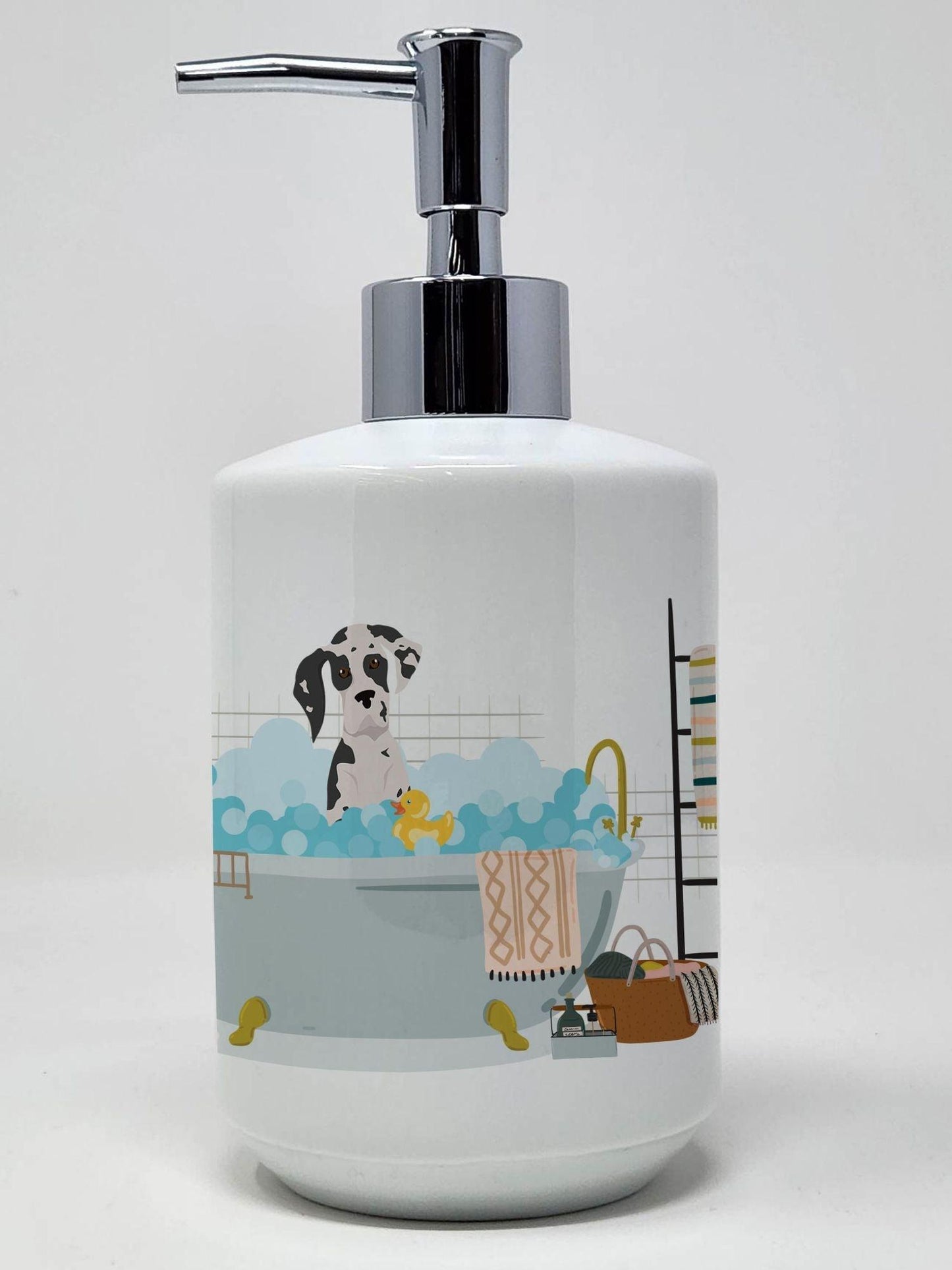 Harlequin Great Dane Ceramic Soap Dispenser Hand Soap Dispenser Pump Bottles for Bathroom Kitchen, Empty Refillable Liquid Soap Container - Clothes For Her Online Store
