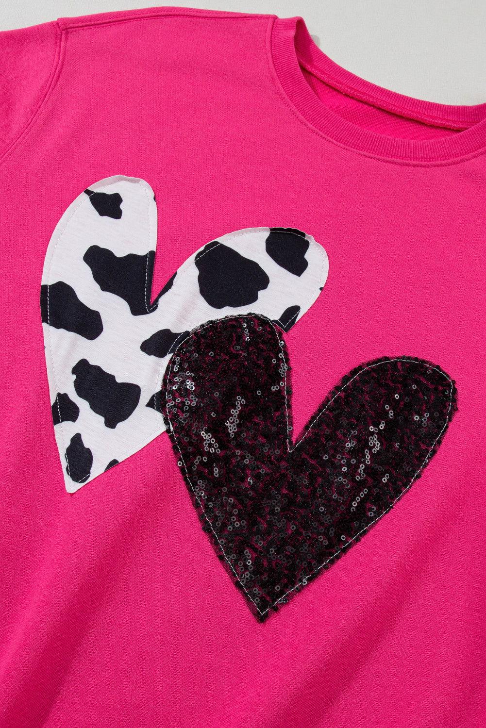 Heart Patch Long Sleeve Sweatshirt - Clothes For Her Online Store