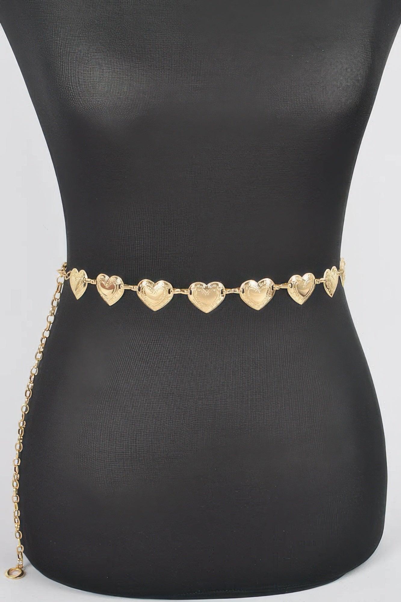 Heart Shape Metal Chain Belt - Clothes For Her Online Store