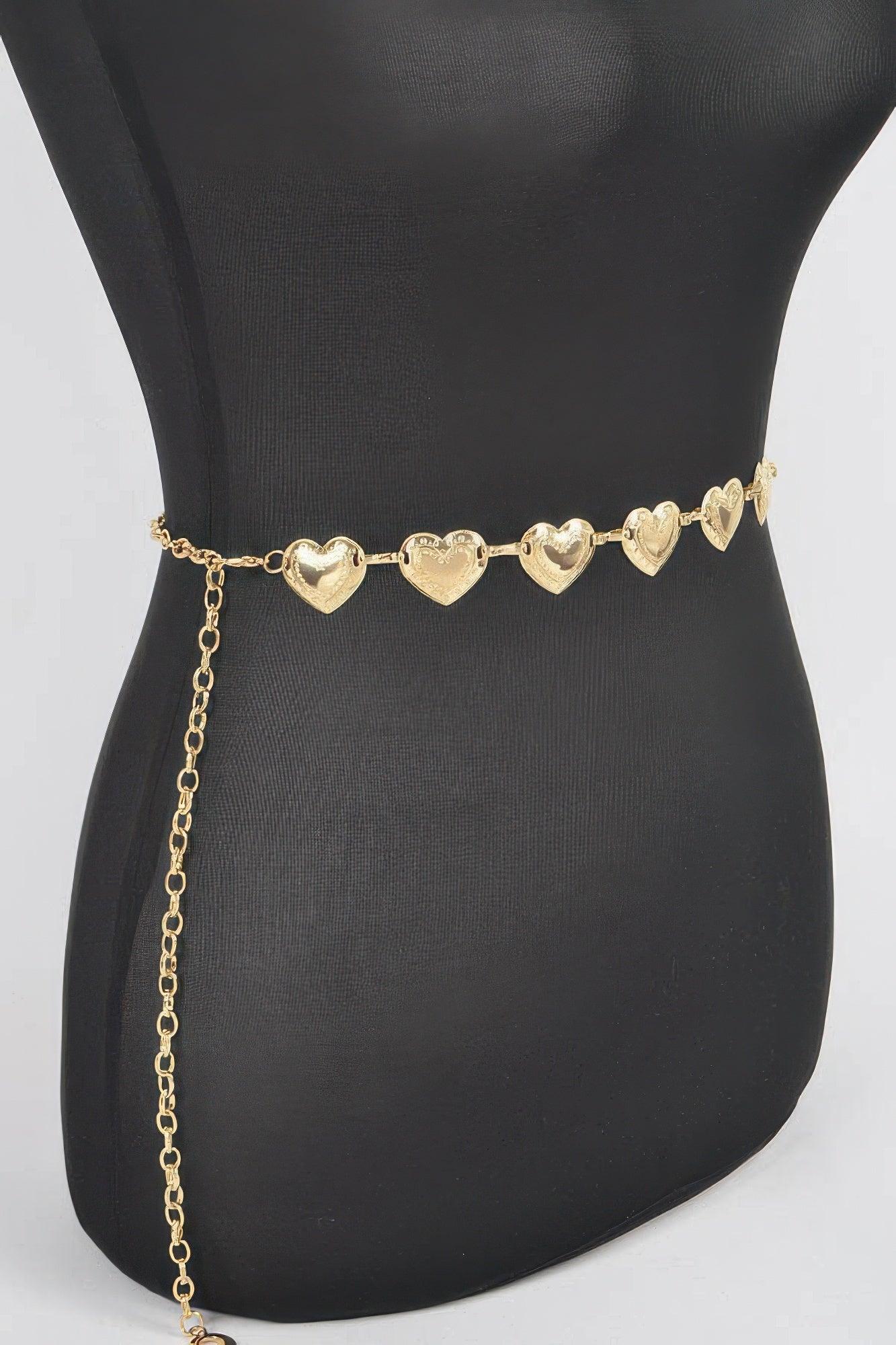 Heart Shape Metal Chain Belt - Clothes For Her Online Store