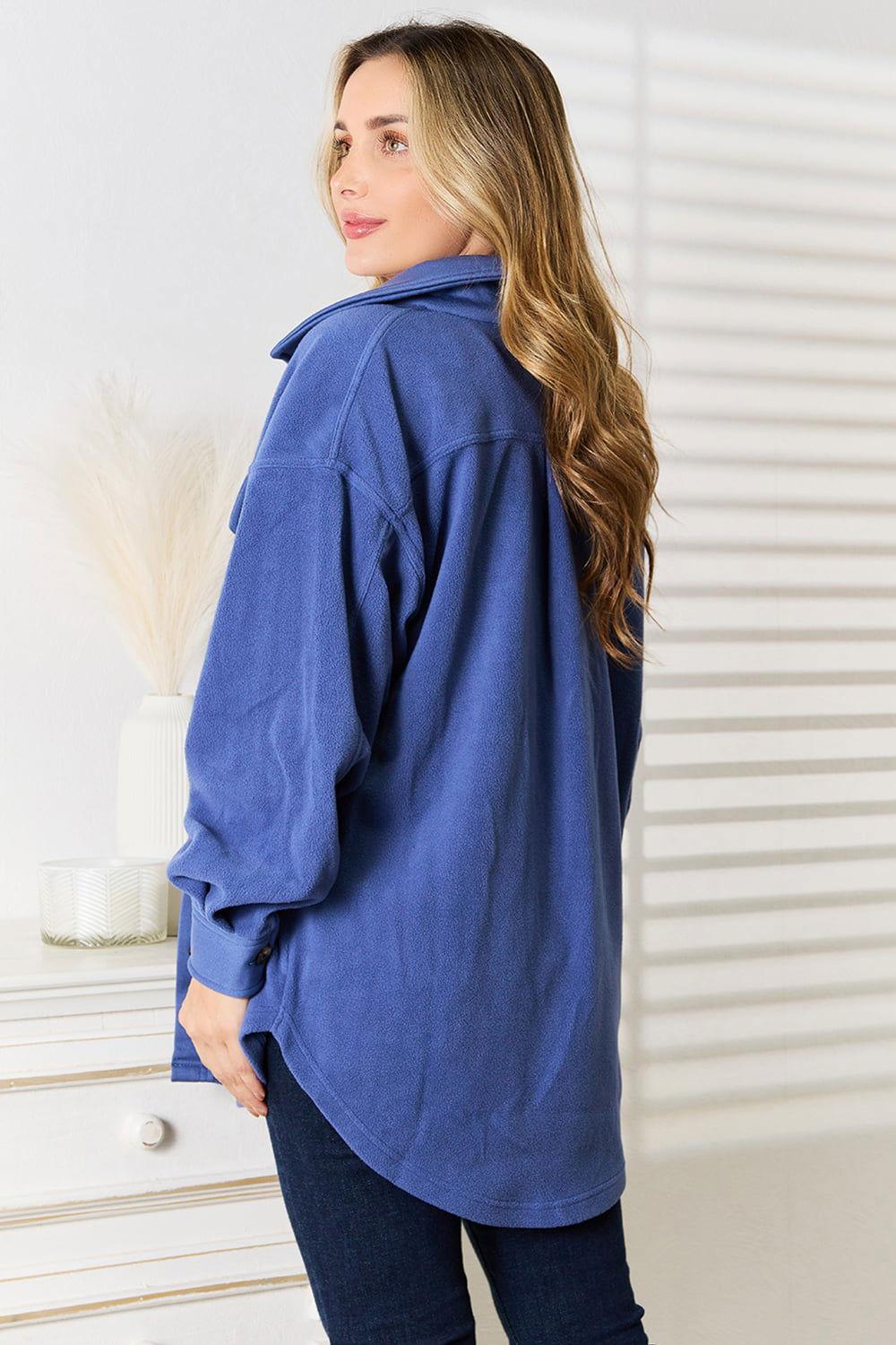 Heimish Cozy Girl Full Size Button Down Shacket - Clothes For Her Online Store