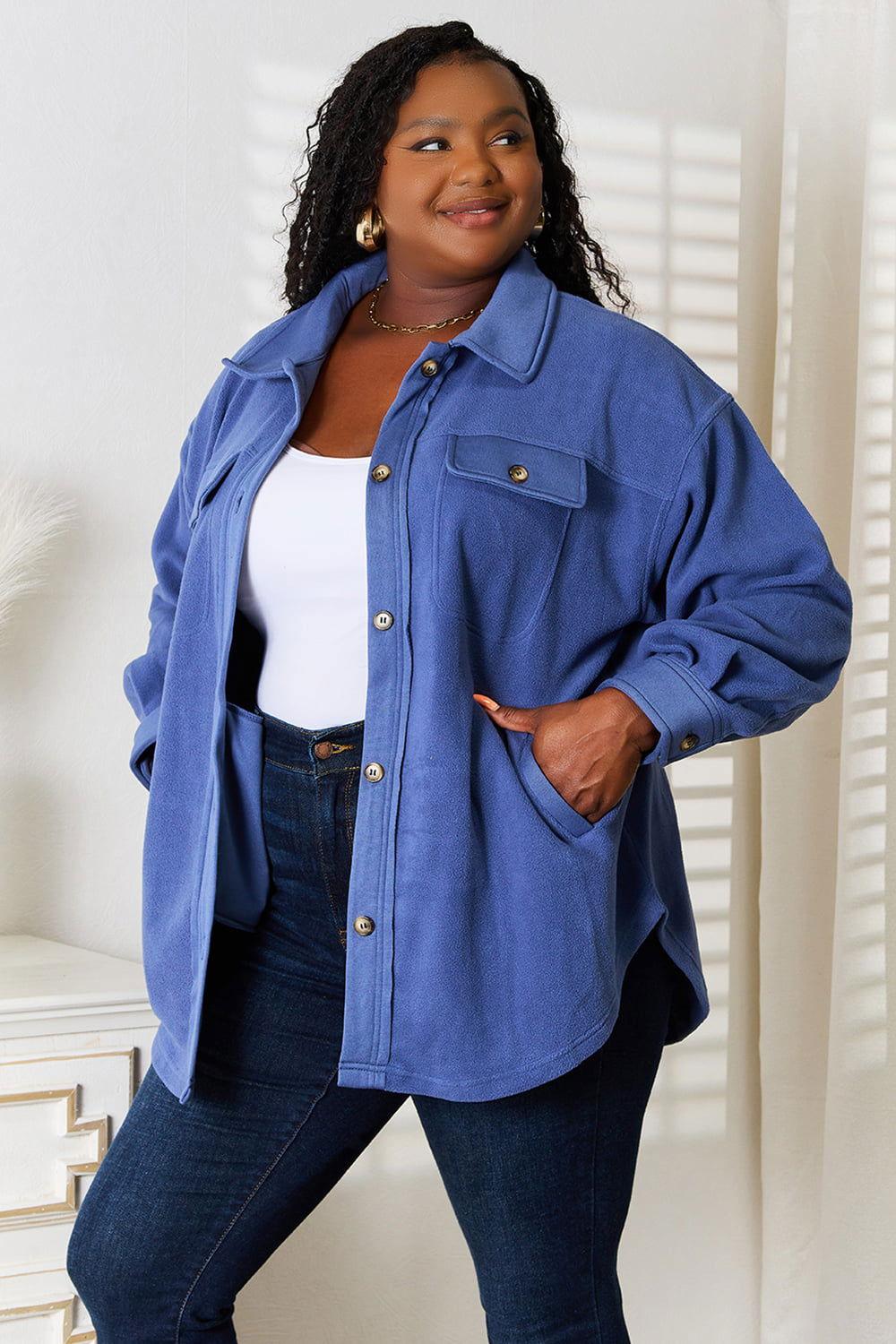 Heimish Cozy Girl Full Size Button Down Shacket - Clothes For Her Online Store