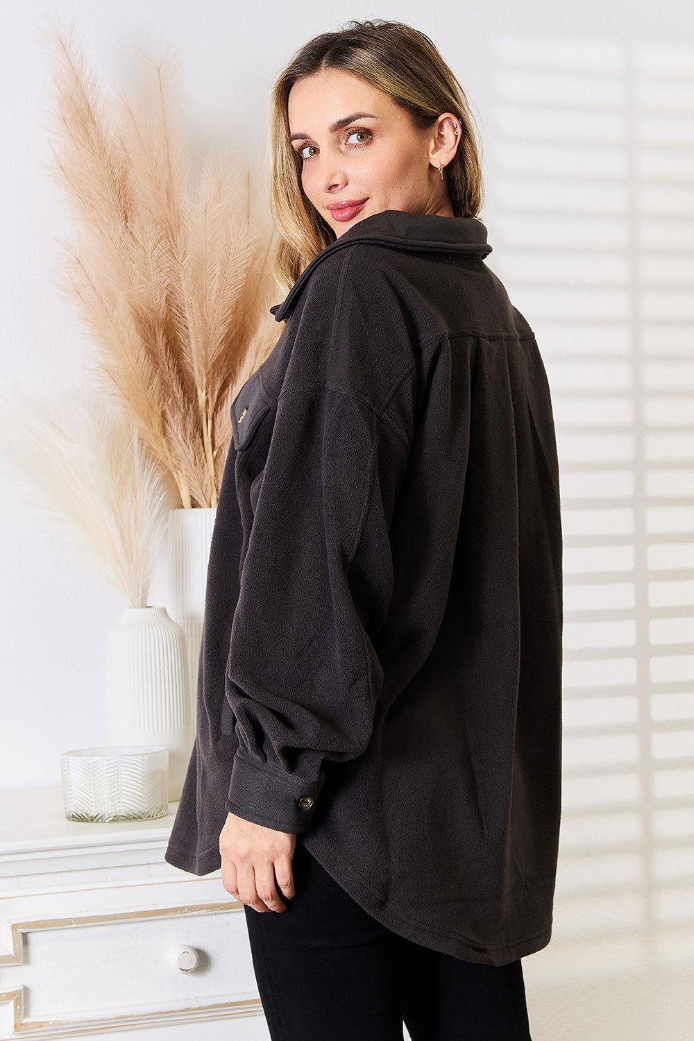 Heimish Cozy Girl Full Size Button Down Shacket - Clothes For Her Online Store